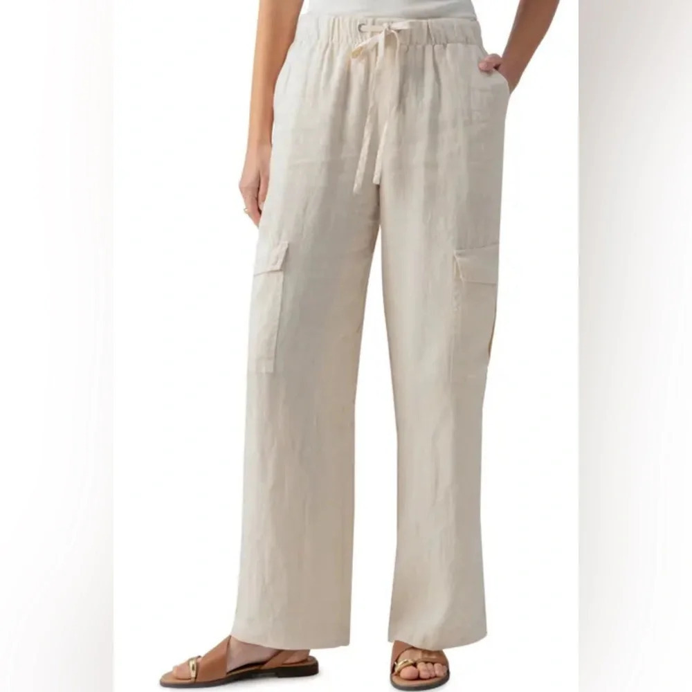 Sanctuary Relaxed Drawstring Cargo Pants in Cream Sz L #1482